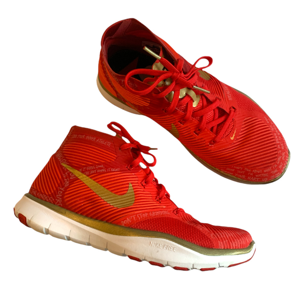 Nike Free Train Instinct Kevin Hart Hustle Red Gold White US Womens 8 Mens 6.5